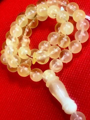 PREMIUM YELLOW WHITE NATURAL BALTIC AMBER ROSARY 48 BEADS