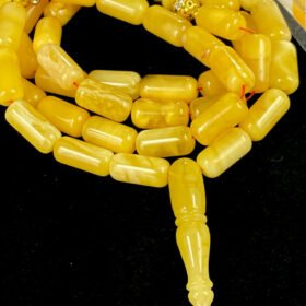 VINTAGE YELLOW NATURAL BALTIC AMBER PRAYER BEADS ROSARY 45GR. 45 BEADS كهرمان كالنجرادي قديم منجاوي