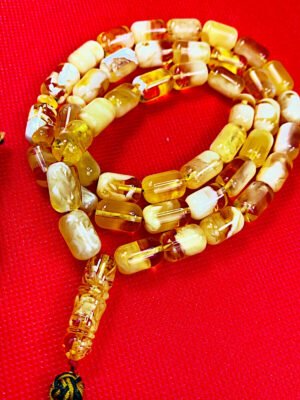 EXCLUSIVE WHITE-YELLOW NATURAL BALTIC AMBER ROSARY 45 BEADS 45 gr.