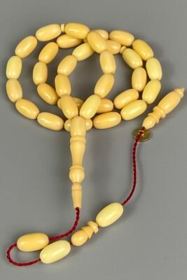 WHITE AUTHENTIC ANTIQUE GERMAN BAKELITE MAHJONG TILES 33  PRAYER BEADS ROSARY