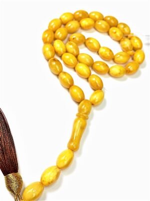CERTIFIED ANTIQUE PRESSED BALTIC AMBER ROSARY 33 Beads 35 gr.