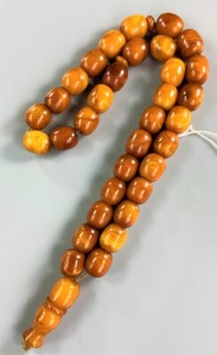 CERTIFIED PRESSED BALTIC AMBER PRAYER BEADS ROSARY 33 Beads 100 gr.
