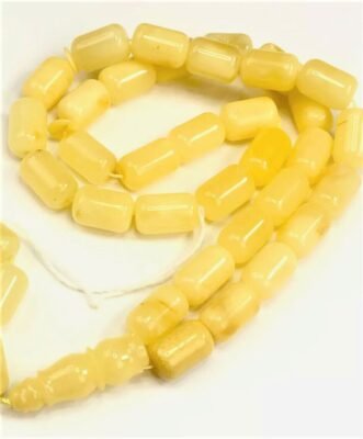 VINTAGE IVORY WHITE NATURAL BALTIC AMBER ROSARY 43 gr. 36 BEADS كهرب حر قديم جبني