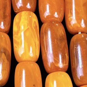 SUPER RARE ANTIQUE NATURAL GERMAN AMBER ROSARY 33 BEADS كهرمان الماني انتيك مينمار حر نادر