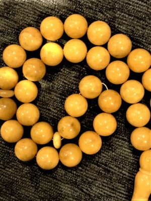 CERTIFIED VINTAGE PRESSED BALTIC AMBER PRAYER BEADS ROSARY 33.B 60 gr.