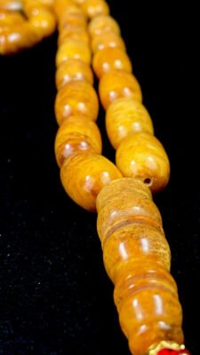 CERTIFIED XL PRESSED BALTIC AMBER ROSARY PRAYER BEADS 33 Beads 95gr. مسباح كهرمان منمش مبرقع