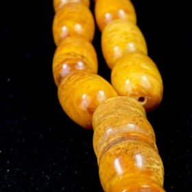 CERTIFIED XL PRESSED BALTIC AMBER ROSARY PRAYER BEADS 33 Beads 95gr. مسباح كهرمان منمش مبرقع