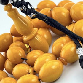 CERTIFIED VINTAGE PRESSED BALTIC AMBER PRAYER BEADS ROSARY 33 BEADS 60 GRAMS