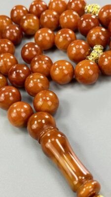 CERTIFIED VINTAGE PRESSED BALTIC AMBER ROSARY PRAYER BEADS 33.B 65 gr.