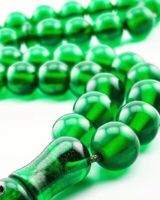 RARE AUTHENTIC ANTIQUE GREEN BLUE GERMAN MISKY (BAKELITE) PRAYER BEADS ROSARY 50gr. مسكي الماني أنتيك