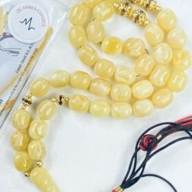 EXCLUSIVE PREMIUM NATURAL BALTIC AMBER ROSARY 43GR. 36 BEADS مسباح كهرمان بلطيقي حر فرز