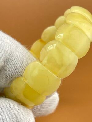 VINTAGE TIGER WHITE NATURAL BALTIC AMBER BRACELET & RING SETاسوار و محبس كهرمان ابيض