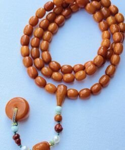 RARE CERTIFIED ANTIQUE GERMAN NATURAL BALTIC AMBER ROSARY 60B 57GR. كهرمان الماني حر نادر