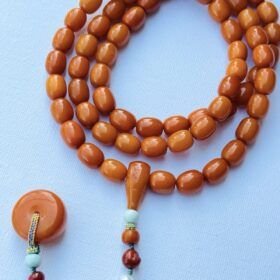 RARE CERTIFIED ANTIQUE GERMAN NATURAL BALTIC AMBER ROSARY 60B 57GR. كهرمان الماني حر نادر