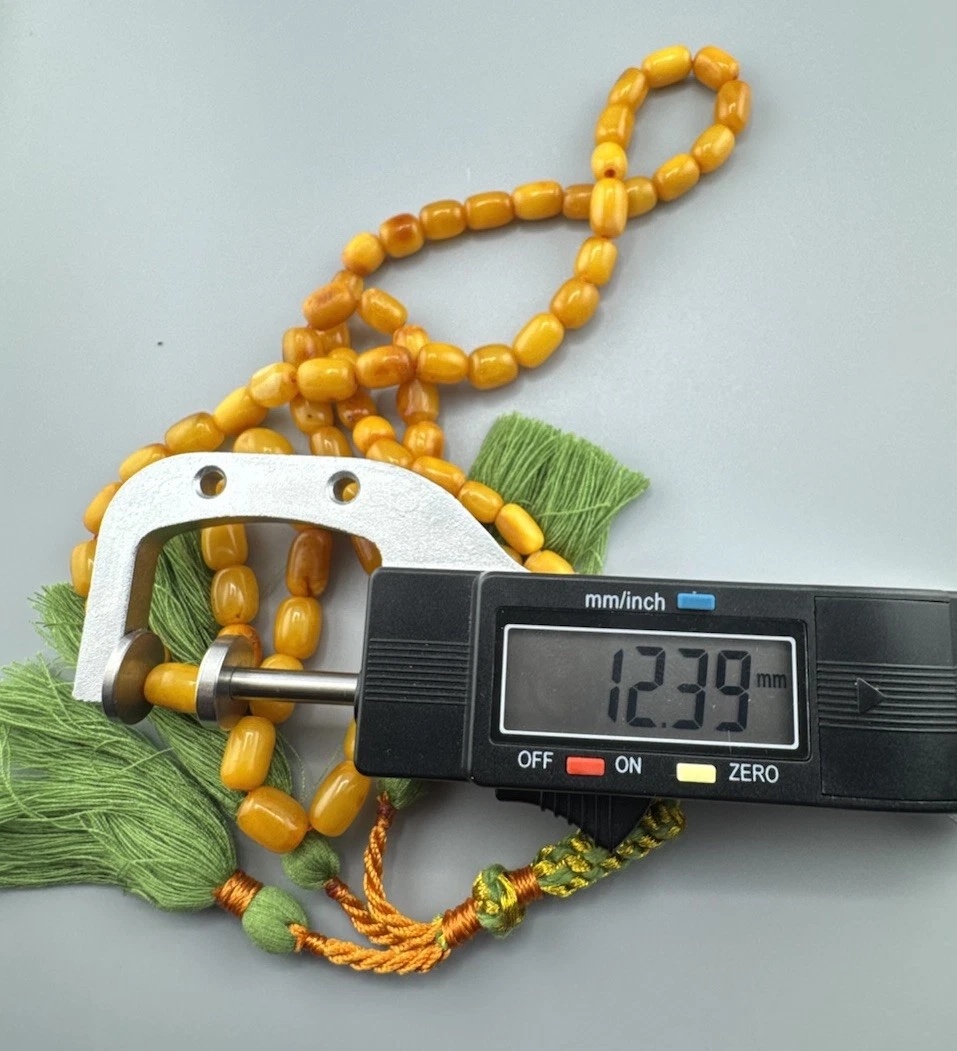 RARE CERTIFIED ANTIQUE GERMAN NATURAL BALTIC AMBER ROSARY 31GR 70 Beads . مسباح كهرمان الماني حر نادر - Image 8