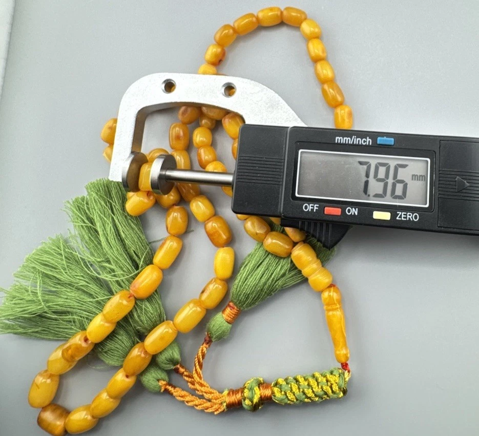 RARE CERTIFIED ANTIQUE GERMAN NATURAL BALTIC AMBER ROSARY 31GR 70 Beads . مسباح كهرمان الماني حر نادر - Image 7