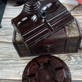 RARE ANTIQUE GERMAN BEKALITE-CATILANE-COPRA- FATURAN LAMP+TRAY 660 GR 1937. مكتبيه و مطفئه فاتوران الماني-كوبرا